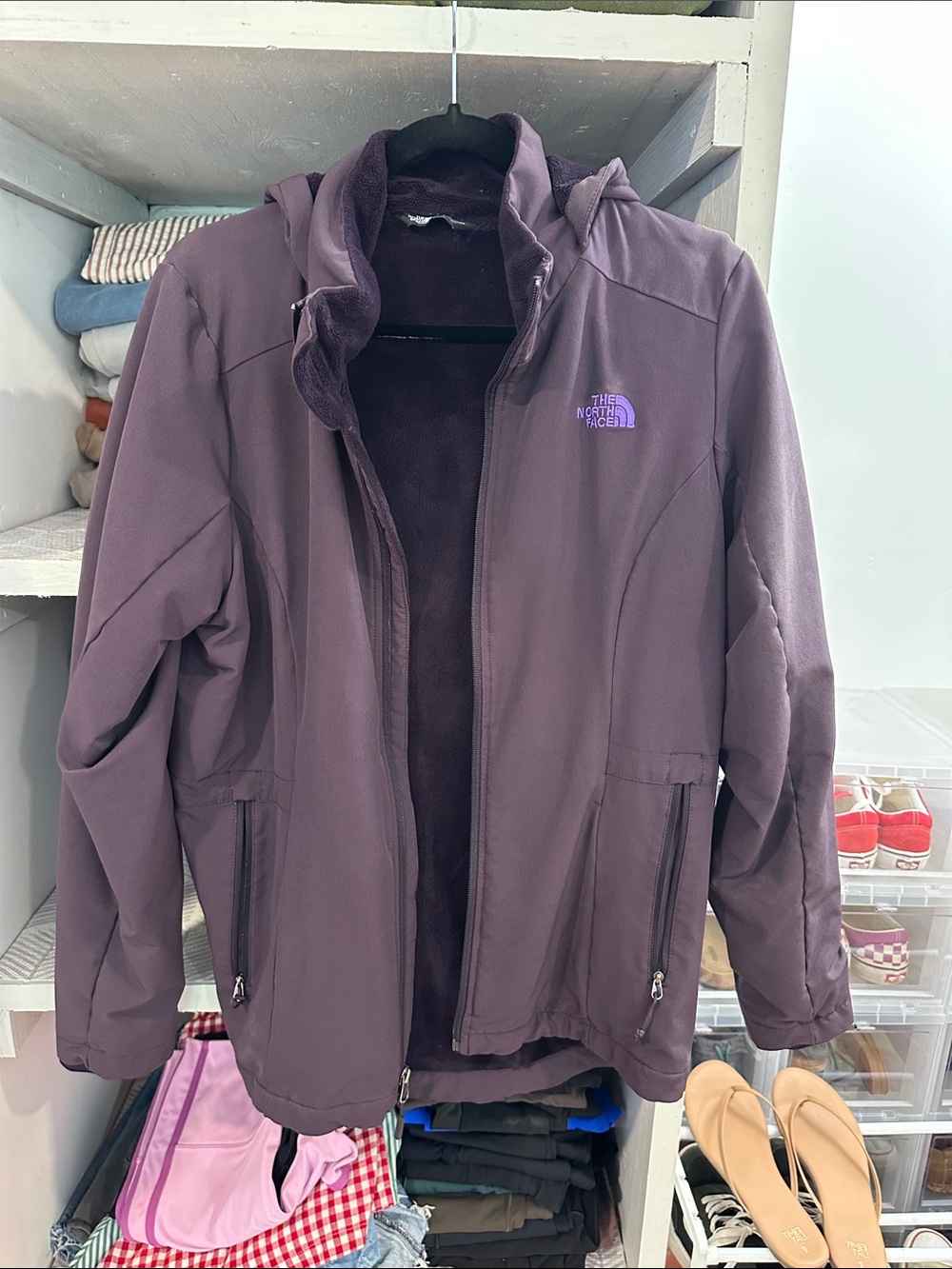 The North Face Plum Hooded Softshell Jacket Windwall Size Large